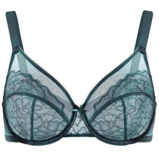 💜Enchante Blomsterblonder Plus Size Bøjle-BH Uforet Upolstret Minimizer Fulddækkende BH Dametøj Komfortabel Åndbar Mesh-Skål