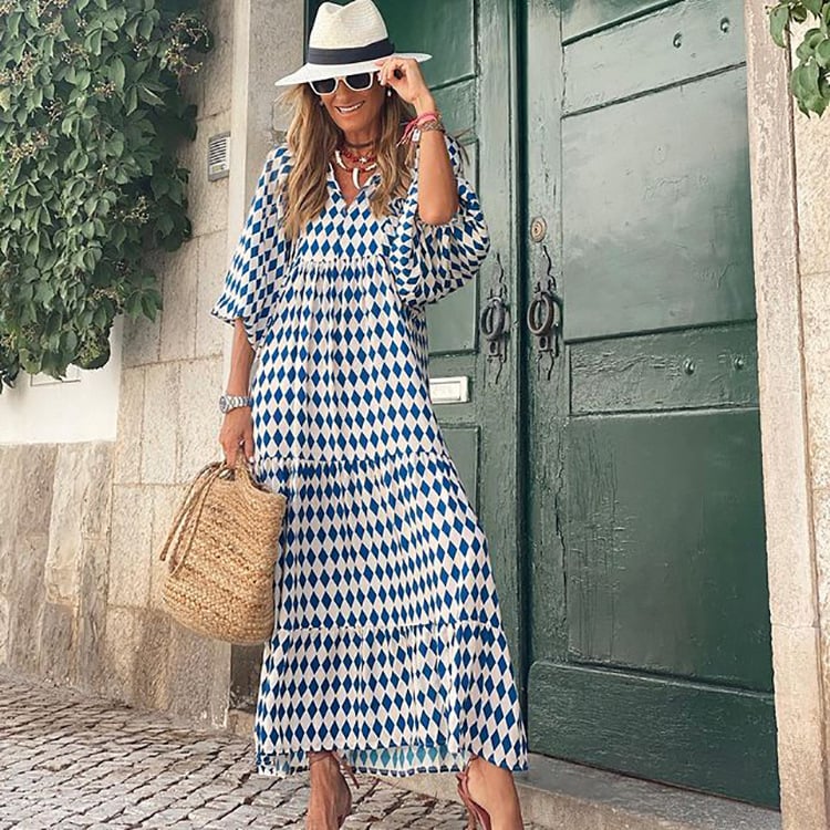 🌸🌸Velké snížení ceny🌸Dámské elegantní květinové maxi šaty s nabíranými rukávy a boho vzorem