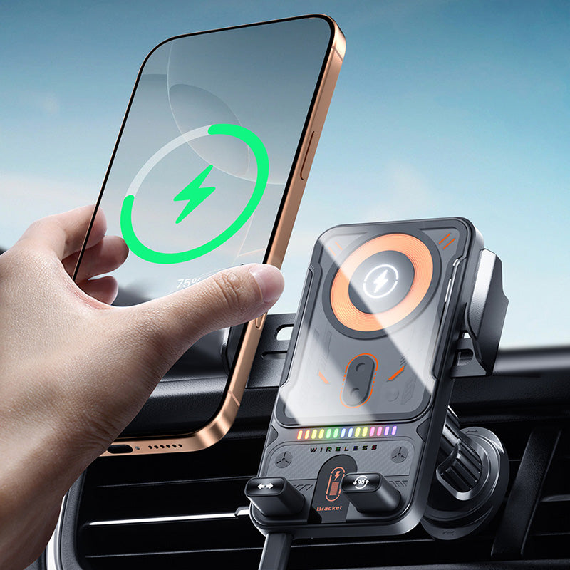 🚗📱 2-in-1 Car Phone Holder &amp; Wireless Charger – 360° Rotation, Strong Grip &amp; Fast Charging 🔋