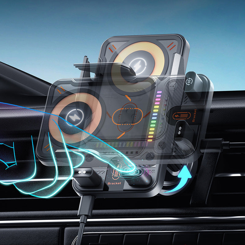 🚗📱 2-in-1 Car Phone Holder &amp; Wireless Charger – 360° Rotation, Strong Grip &amp; Fast Charging 🔋