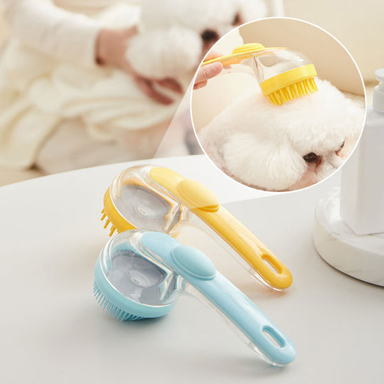 🛁🐾 Четка за баня за домашни любимци с дозатор за сапун – дълга дръжка, без огъване, мека &amp;  Ефикасна и лесна баня у дома 🧼✨