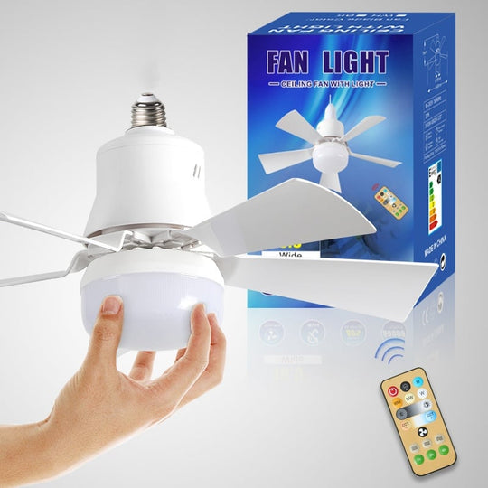 40W LED Ceiling Fan Light 20.5in with Remote Control - E27 &amp; B22 Adapter | Quiet Fan Light for Bedroom, Kitchen, Garage