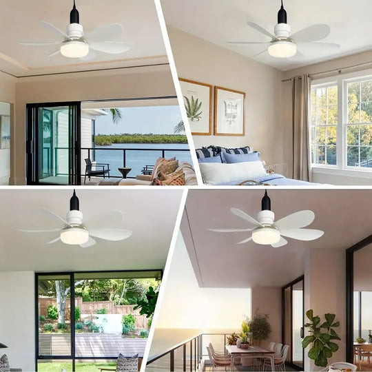 40W LED Ceiling Fan Light 20.5in with Remote Control - E27 &amp; B22 Adapter | Quiet Fan Light for Bedroom, Kitchen, Garage