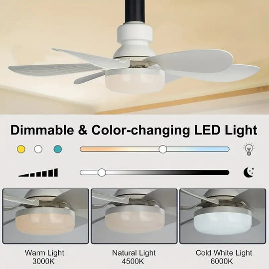 40W LED Ceiling Fan Light 20.5in with Remote Control - E27 &amp; B22 Adapter | Quiet Fan Light for Bedroom, Kitchen, Garage