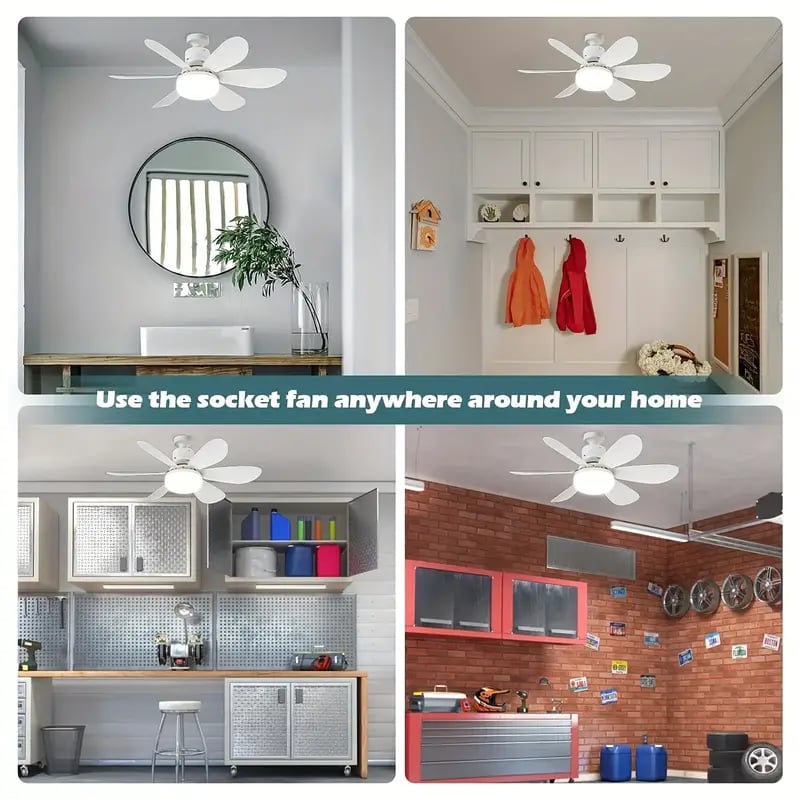 40W LED Ceiling Fan Light 20.5in with Remote Control - E27 &amp; B22 Adapter | Quiet Fan Light for Bedroom, Kitchen, Garage