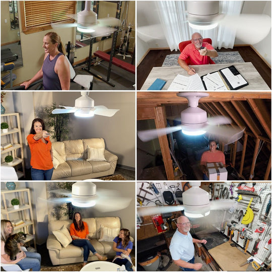 40W LED Ceiling Fan Light 20.5in with Remote Control - E27 &amp; B22 Adapter | Quiet Fan Light for Bedroom, Kitchen, Garage