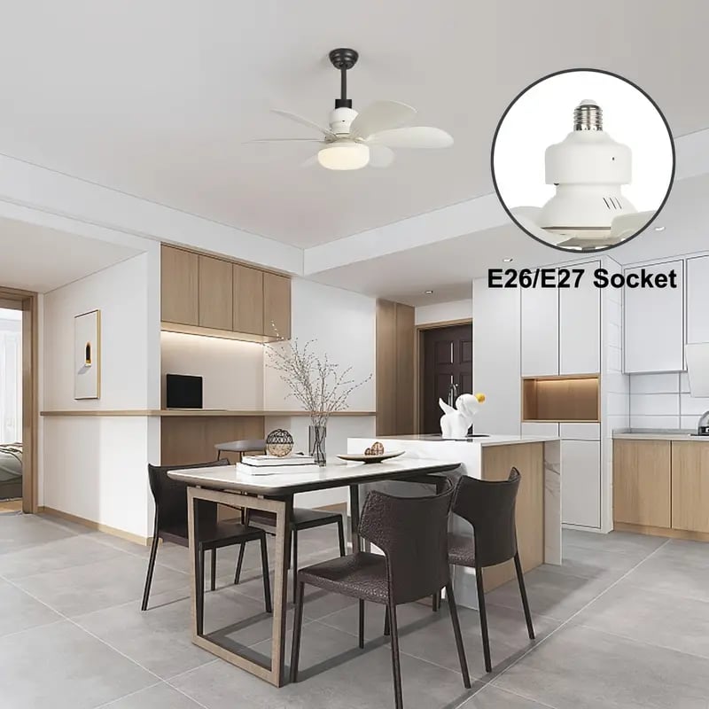 40W LED Ceiling Fan Light 20.5in with Remote Control - E27 &amp; B22 Adapter | Quiet Fan Light for Bedroom, Kitchen, Garage