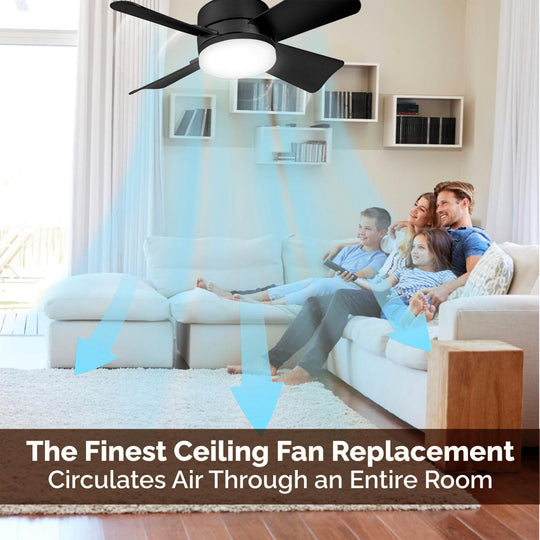40W LED Ceiling Fan Light 20.5in with Remote Control - E27 &amp; B22 Adapter | Quiet Fan Light for Bedroom, Kitchen, Garage