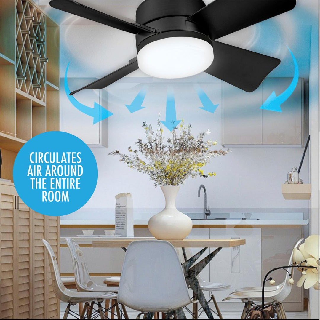 40W LED Ceiling Fan Light 20.5in with Remote Control - E27 &amp; B22 Adapter | Quiet Fan Light for Bedroom, Kitchen, Garage