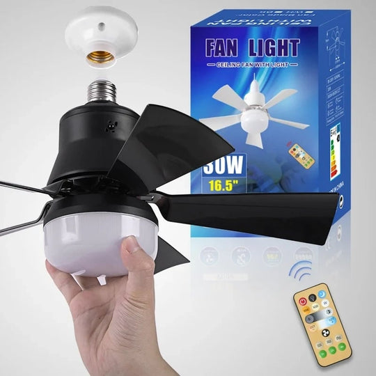 40W LED Ceiling Fan Light 20.5in with Remote Control - E27 &amp; B22 Adapter | Quiet Fan Light for Bedroom, Kitchen, Garage