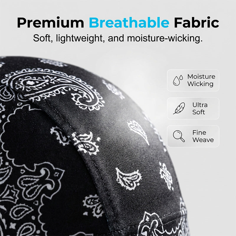 Ensemble de bonnet de foulard rafraîchissant Paisley, doublure de casque de sécurité pour tête de pirate de moto, ajustement élastique, lavable à la main, couvre-chef d&
