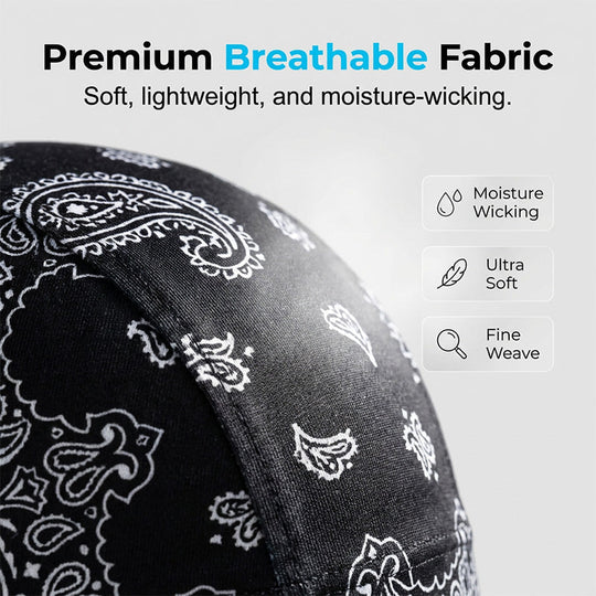 Ensemble de bonnet de foulard rafraîchissant Paisley, doublure de casque de sécurité pour tête de pirate de moto, ajustement élastique, lavable à la main, couvre-chef d&
