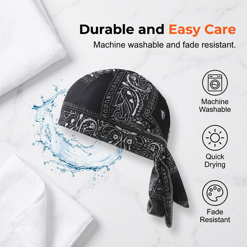 Ensemble de bonnet de foulard rafraîchissant Paisley, doublure de casque de sécurité pour tête de pirate de moto, ajustement élastique, lavable à la main, couvre-chef d&