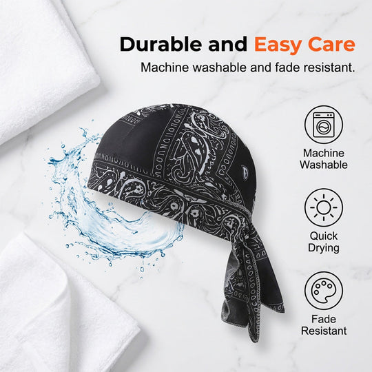 Ensemble de bonnet de foulard rafraîchissant Paisley, doublure de casque de sécurité pour tête de pirate de moto, ajustement élastique, lavable à la main, couvre-chef d&