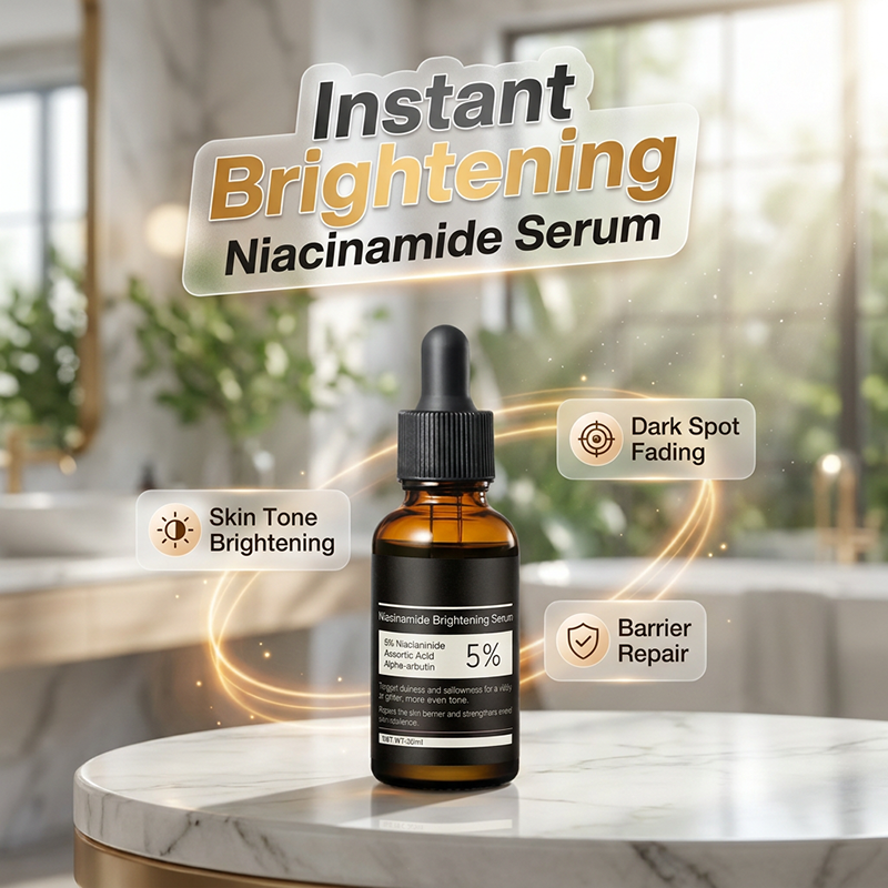 【JMCY × Teashell】Whitening Serum 5% Niacinamide &amp; Alpha Arbutin 30ml — Reduces Dark Spots, Brightens Skin, Long-Lasting Hydration, Suitable for Sensitive Skin