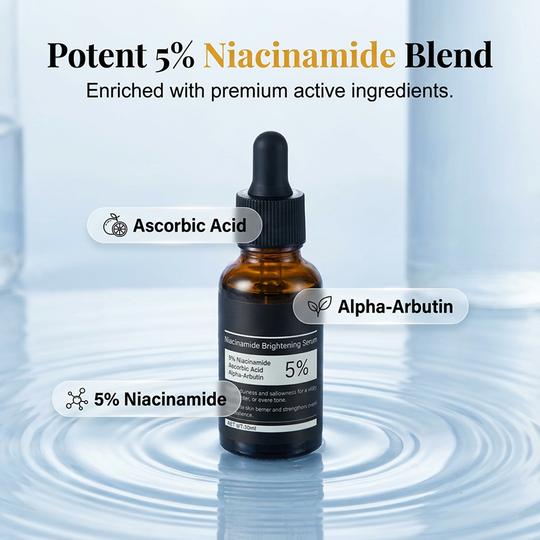 【JMCY × Teashell】Whitening Serum 5% Niacinamide &amp; Alpha Arbutin 30ml — Reduces Dark Spots, Brightens Skin, Long-Lasting Hydration, Suitable for Sensitive Skin