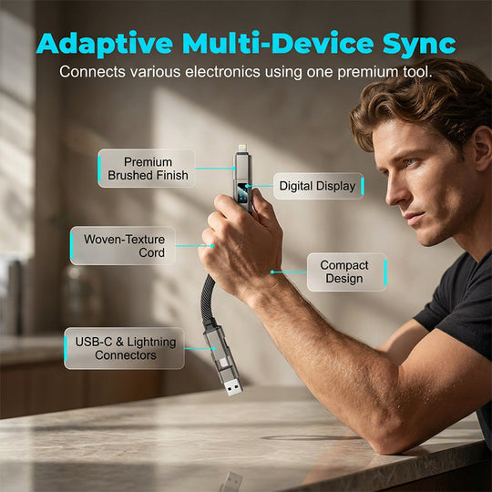 🔥HOT SALE 40% OFF🔥4-in-1 Digital Display Keychain Charging Cable