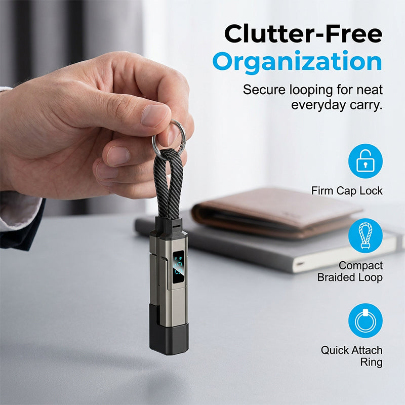 🔥HOT SALE 40% OFF🔥4-in-1 Digital Display Keychain Charging Cable
